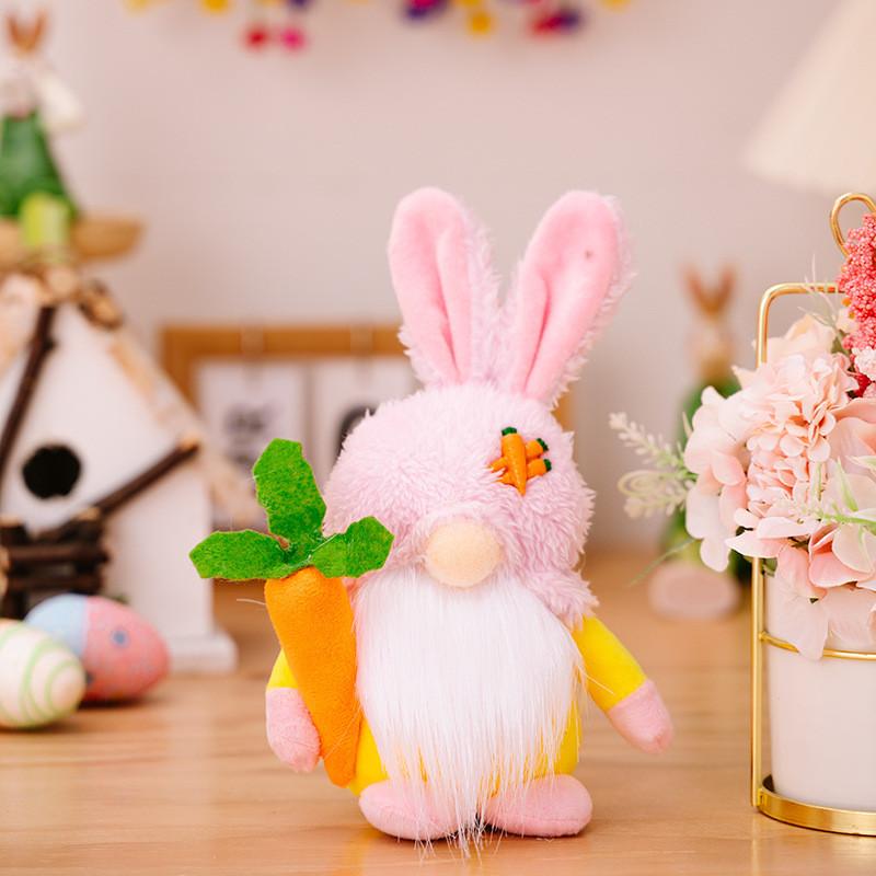 Colorful Plush Easter Bunny Rudolph Figurine For Festive Spring Decorations