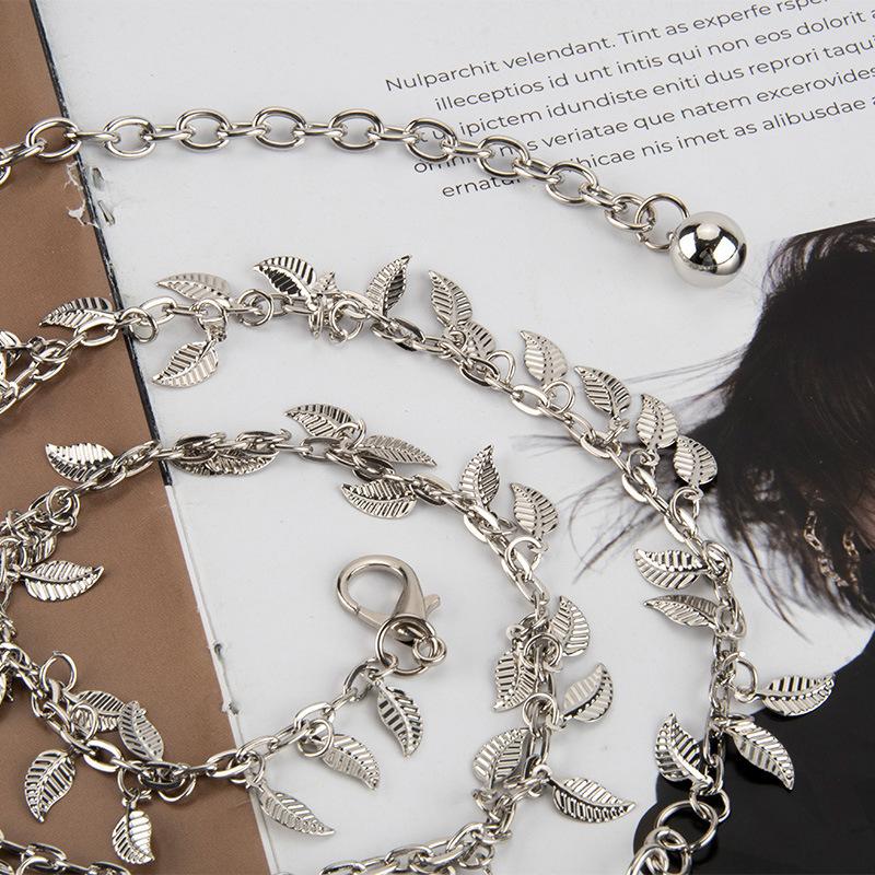 Leaf decoration metal waist chain women's versatile high-end fashion skirt belt accessories women's waist rope