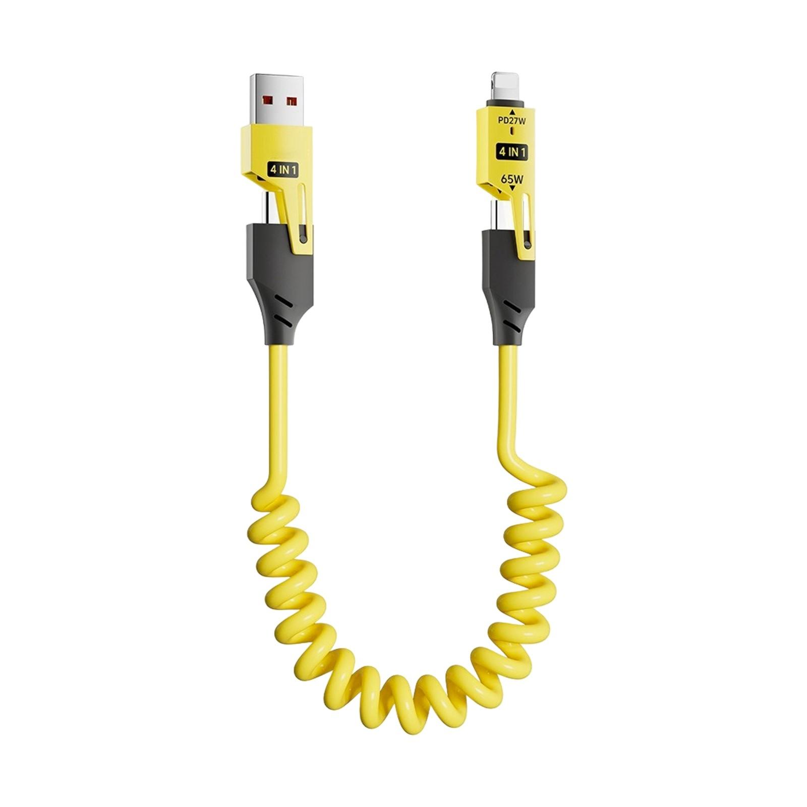 

Пружинный выдвижной зарядный кабель, подходящий для мобильных телефонов и планшетов, кабель для передачи данных 1,5 метра One Size жёлтый