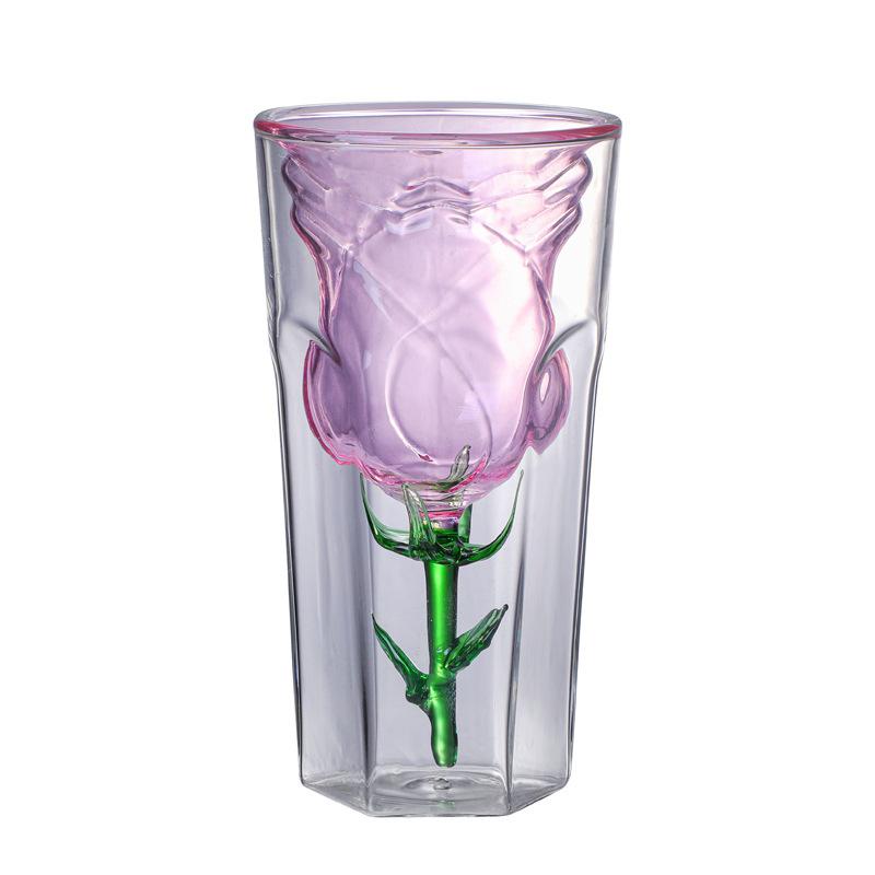 New Double-layer Rose Glass, Pink Liner Red Wine Cup, Coffee Juice Cup