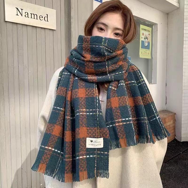 New Korean Version of Men's and Women's Meteor Shower Plaid Scarf Men's Fashion Autumn and Winter Versatile Plaid Thickened Scarf for Women