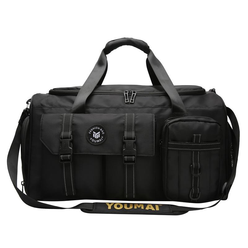 Double shoulder travel bag, large-capacity luggage bag, men and women travelon business trips, live on campus sports can set trolley case boarding bag