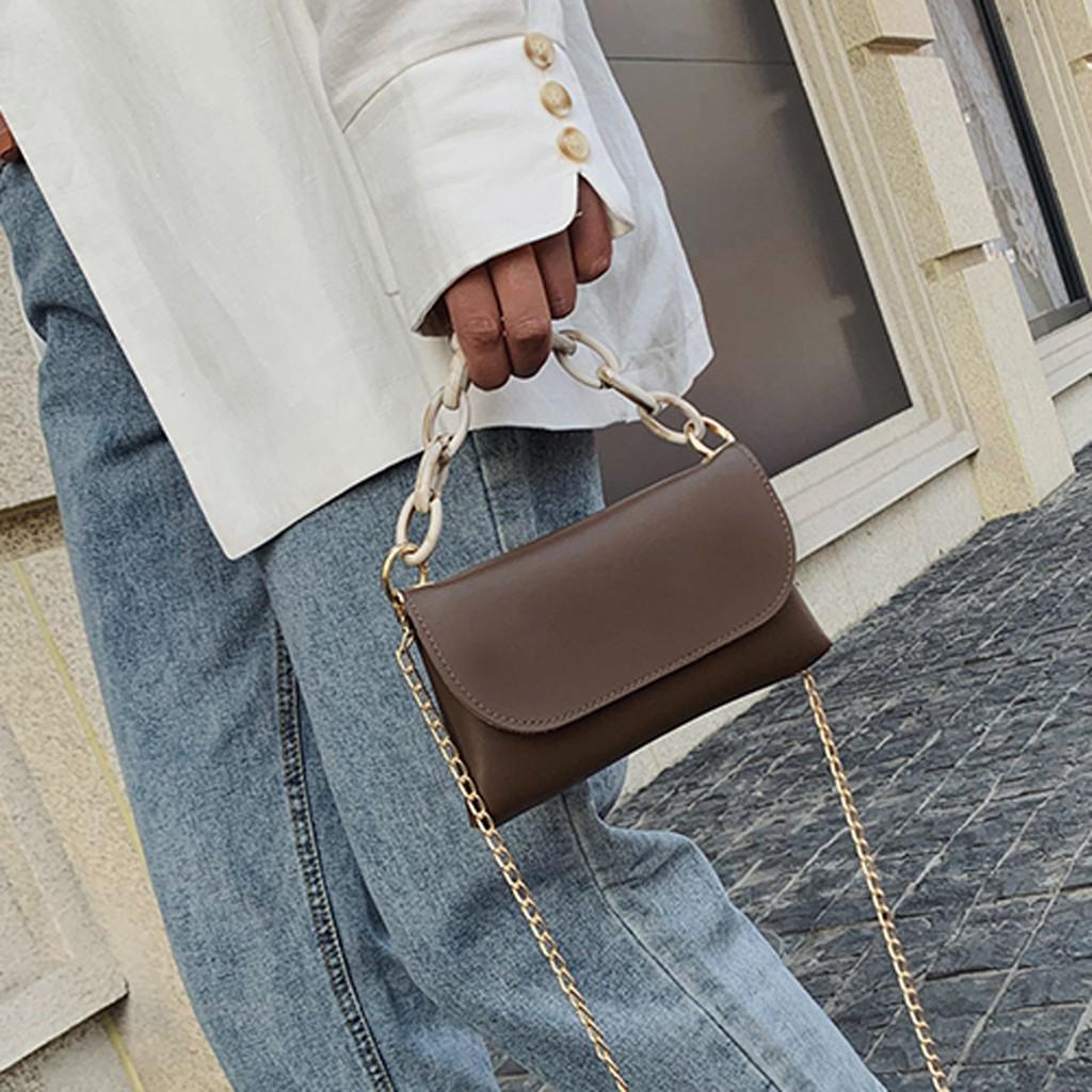 Buy Fashion Women's Solid Color Large Capacity Leather Shoulder Bag