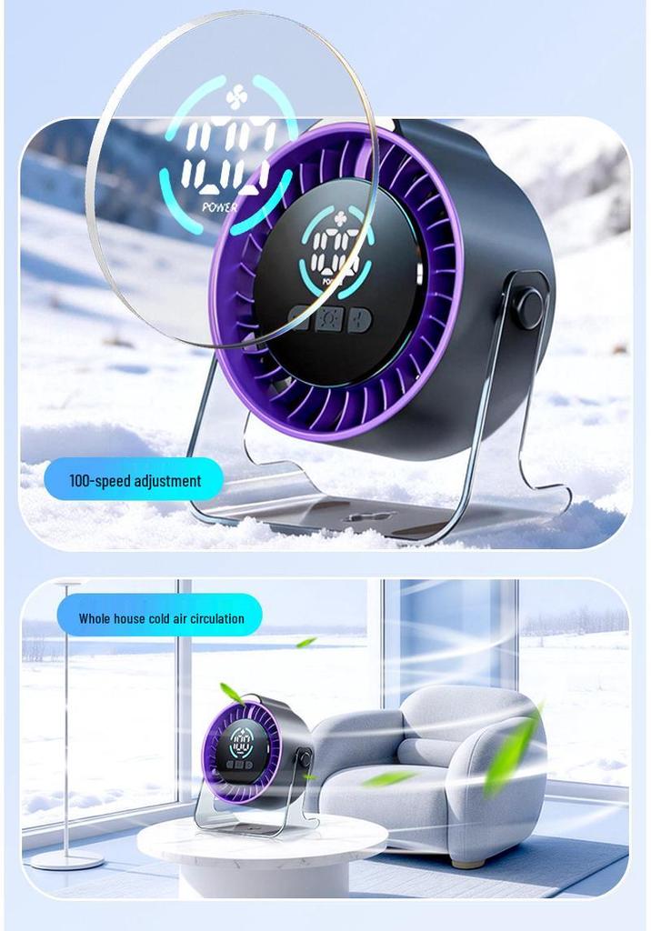 2026 USB Rechargeable Transparent Desktop Fan - Silent, 100-Speed, Compact Design