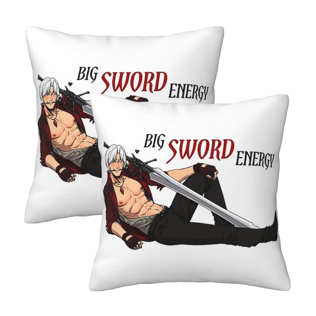 Devil May Cry Big Sword Energy 2 Pcs Square Pillowcase Pillow Cover Cushion Zip Decorative Comfort Throw Pillow For Home Sofa