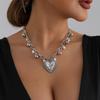 Retro Thorn Heart Pendant Necklace for Women's Punk Fashion Metal Ball Pearl Tassel Large O-Chain for Women's Y2K Jewelry