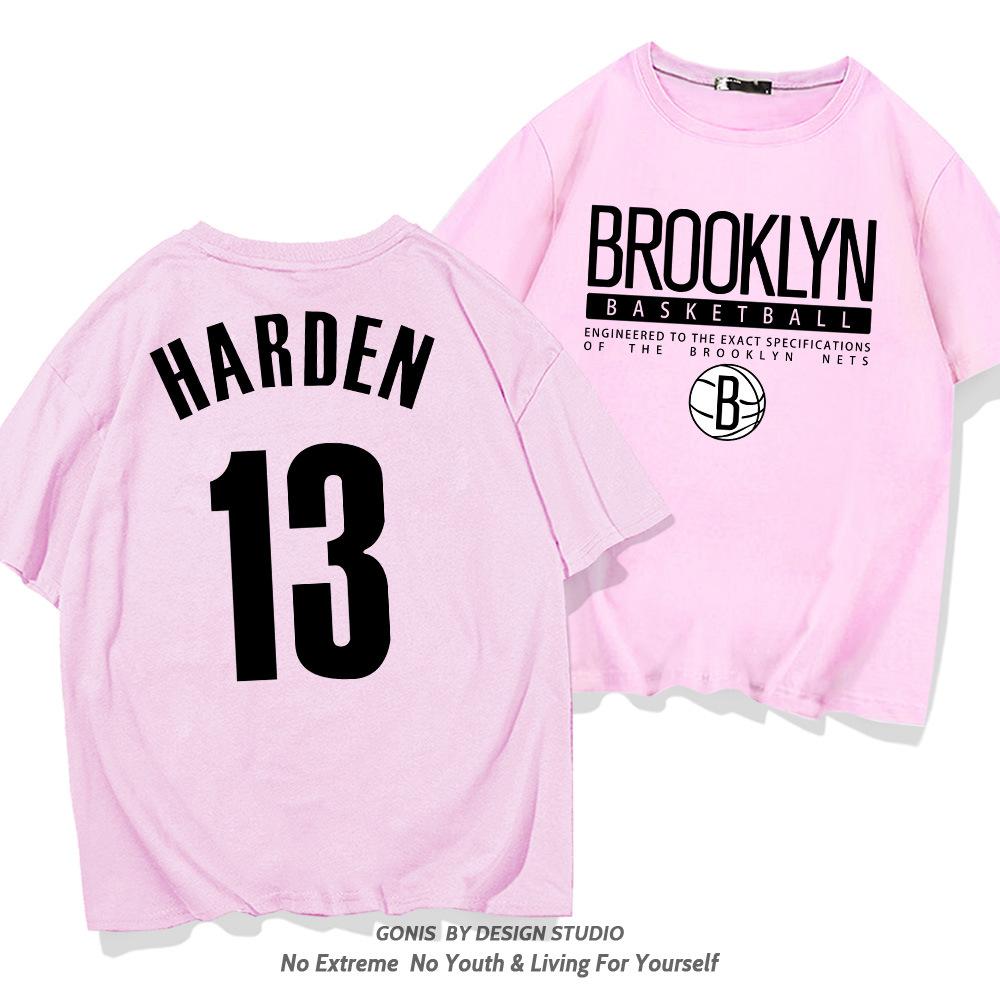 Nets Harden No. 13 Short-sleeved T-shirt Men's and Women's Trendy Youth Basketball Training Clothes Pure Cotton Casual Half-sleeved Clothes