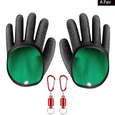1/2 Stk. Fischfanghandschuhe Angelhandschuh mit Magnethaken Rutschfeste Handschuhe zum Fischfangen Latex Jagdhandschuhe für Zubehör