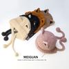 Cat Ears Knitted Hat Women'S Autumn And Winter Warm Cute Ear Protection Wool Hat Big Head Circumference Show Face Small Velvet Cold Hat
