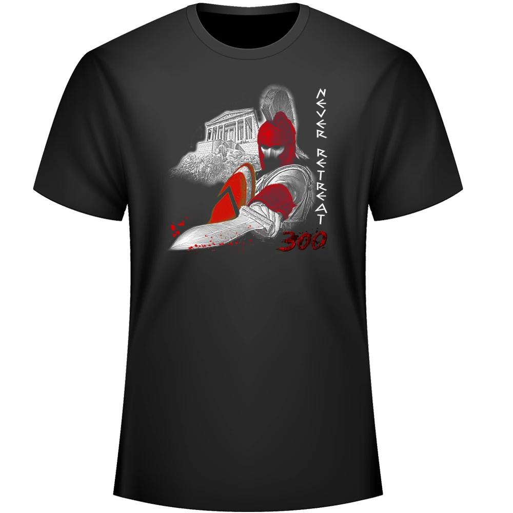 

Never Retreat. Athens, Greece 300 Spartan Warriors Spirit T Shirt. New 100% Cotton Short Sleeve O-Neck T-shirt Casual Mens To... S разноцветный