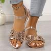 Summer sandals women's woven slip mesh woven herringbone wedge women's sandals