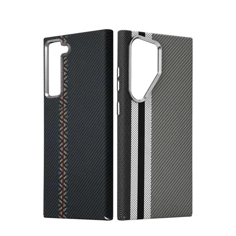 Fashion Carbon Color Texture Magnetic Case For Samsung Galaxy S26 S25 S24 S23 Ultra Metal Lens Wireless Charging Hard PC Cover