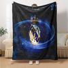 FC Madrid Emblem Flanelldecke, Weiches Polyester, Modernes Design, Ganzjahres für Camping, Reisen, Geschenke für Feiertage oder Geburtstage