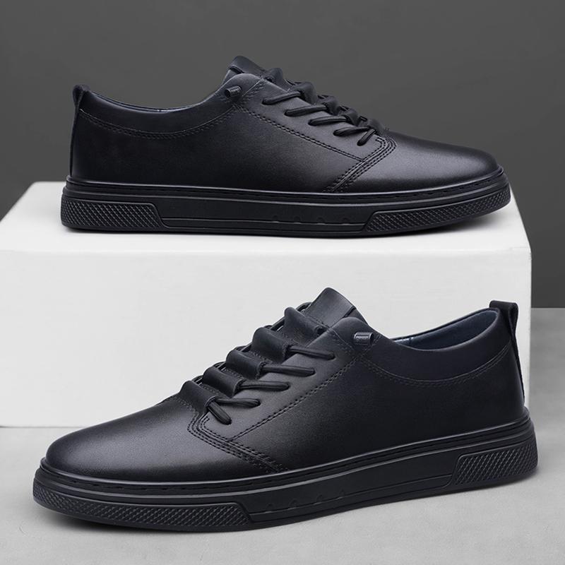 2025 New Lace-up Men Casual Shoes Design Flats Breathable Sport Shoes Men's Genuine Leather Shoes Comfy Walking Sneakers