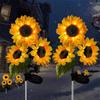 3 Heads Solar Sunflower LED Light Waterproof Creative Landscape Lawn Lamp Iron Ground Mounted Solar Stake Light Outdoor Use