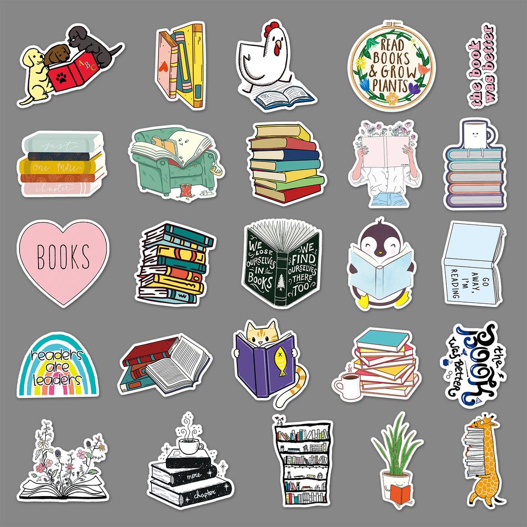 50 Reading Doodle Personality Cartoon Children's Gauze DIY Skateboard Water Cup Suitcase Stickers Waterproof