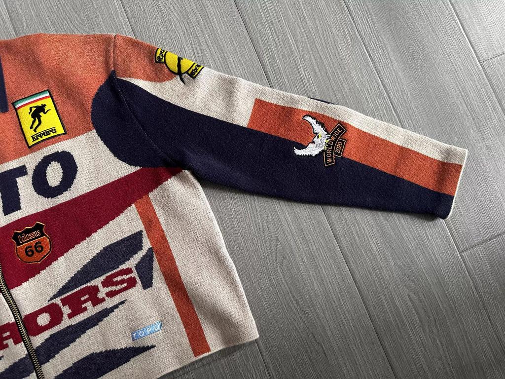 Heavyweight Men's Biker Racing Knit Cardigan Jacket