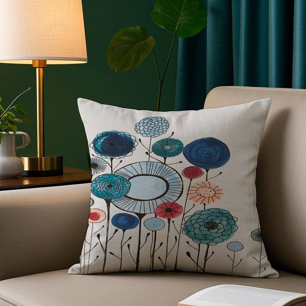 

Simple Flower Art Pillow Case Plush Fabric Soft Pillowcase Double Sided Print Sofa Cushion Cover Throw 12x12Inch