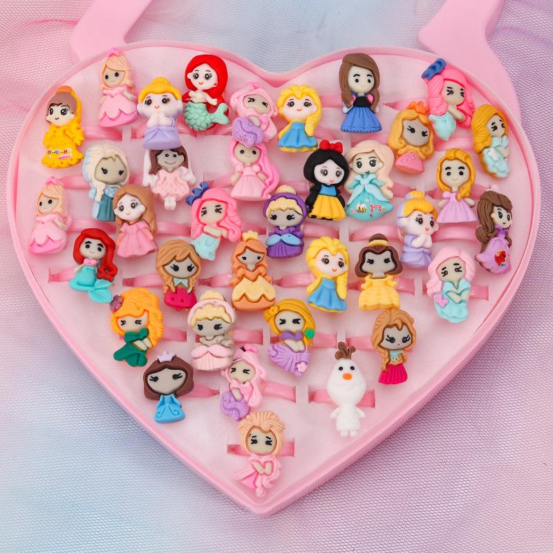 Kids' Faux Diamond Crystal Cartoon Gem Ring Set - Kindergarten Gift