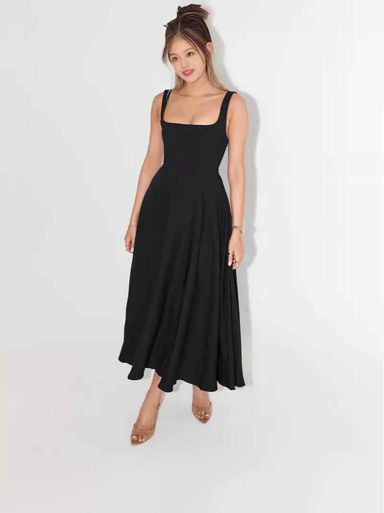 2024 Sommer Europäisches & Amerikanisches Schlichtes Sexy Midilanges Schlankmachendes Trägerkleid