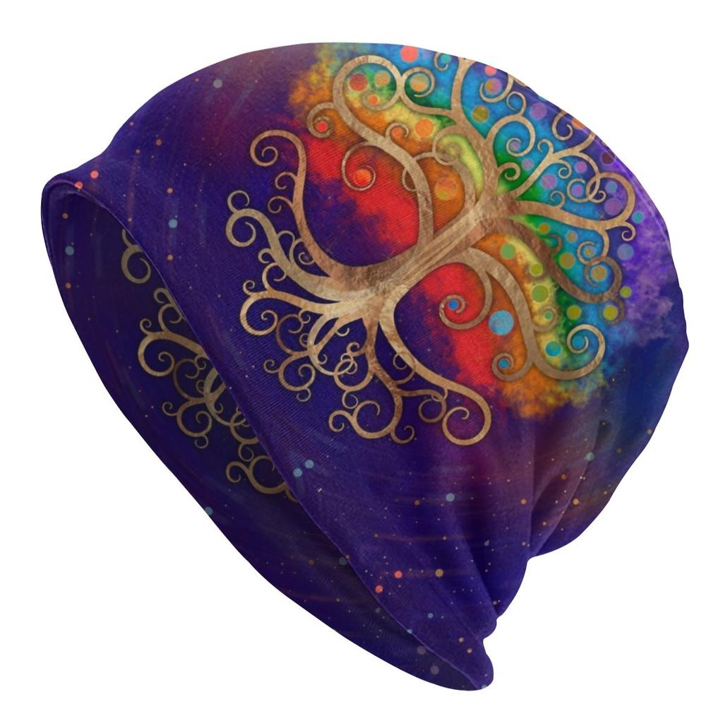 Custom Winter Warm Bonnet Homme Knit Hats Tree Of Life With Triquetra On Futhark Beanie Cap Vikings Beanies Caps Unisex WoUnisex