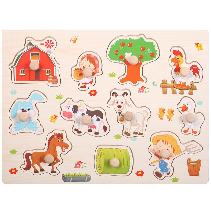 Montessori Wooden Puzzle - Animal Shape Matching Board for Fine Motor Skills, Early Learning Toy for Toddlers 1-3 Years Old.