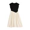 Chuyu French Style Color Block Midi Dress