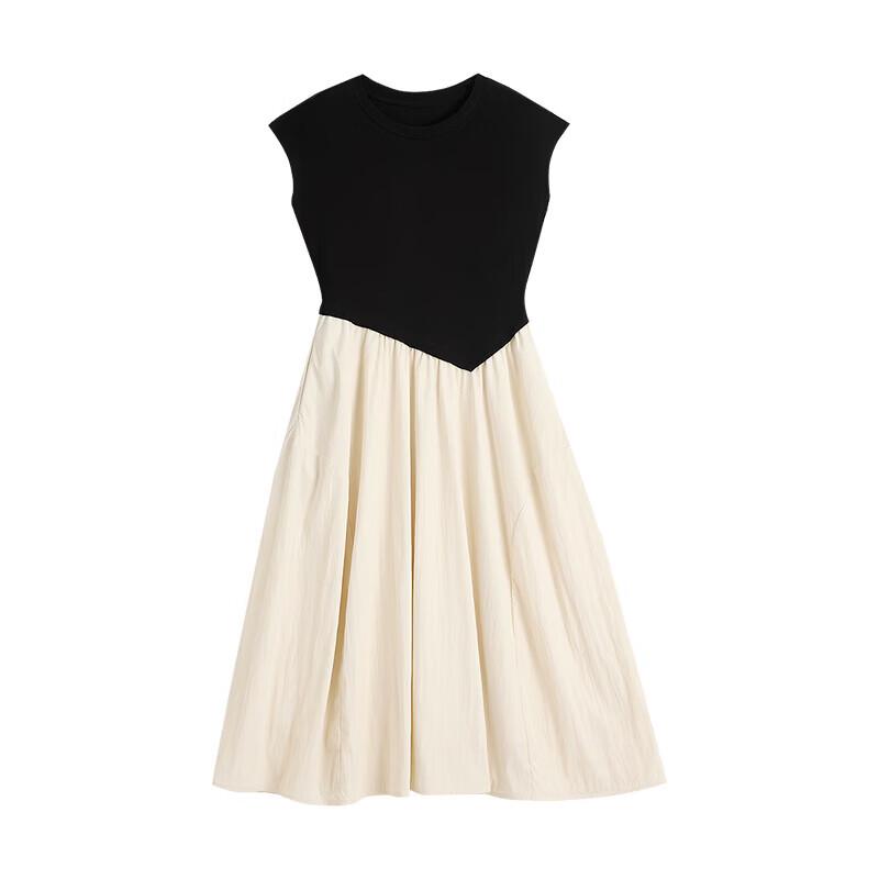 Chuyu French Style Color Block Midi Dress