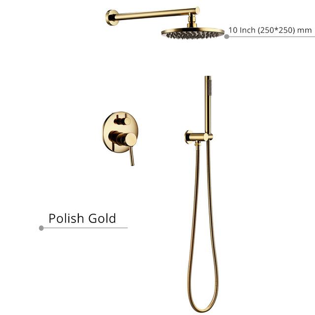 Black Shower System Set Bathroom Faucet Mixer Diverter Tap Brass Ceiling Or Wall Arm Handheld Spray With 8-16" Rian Head