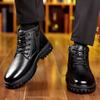 Fashion Designer Winter Velvet Cowhide Warm Platform Snow Boots Man Fashion Soft-soled Men's Cotton Shoes New Anti-slip Ankle Boots Male