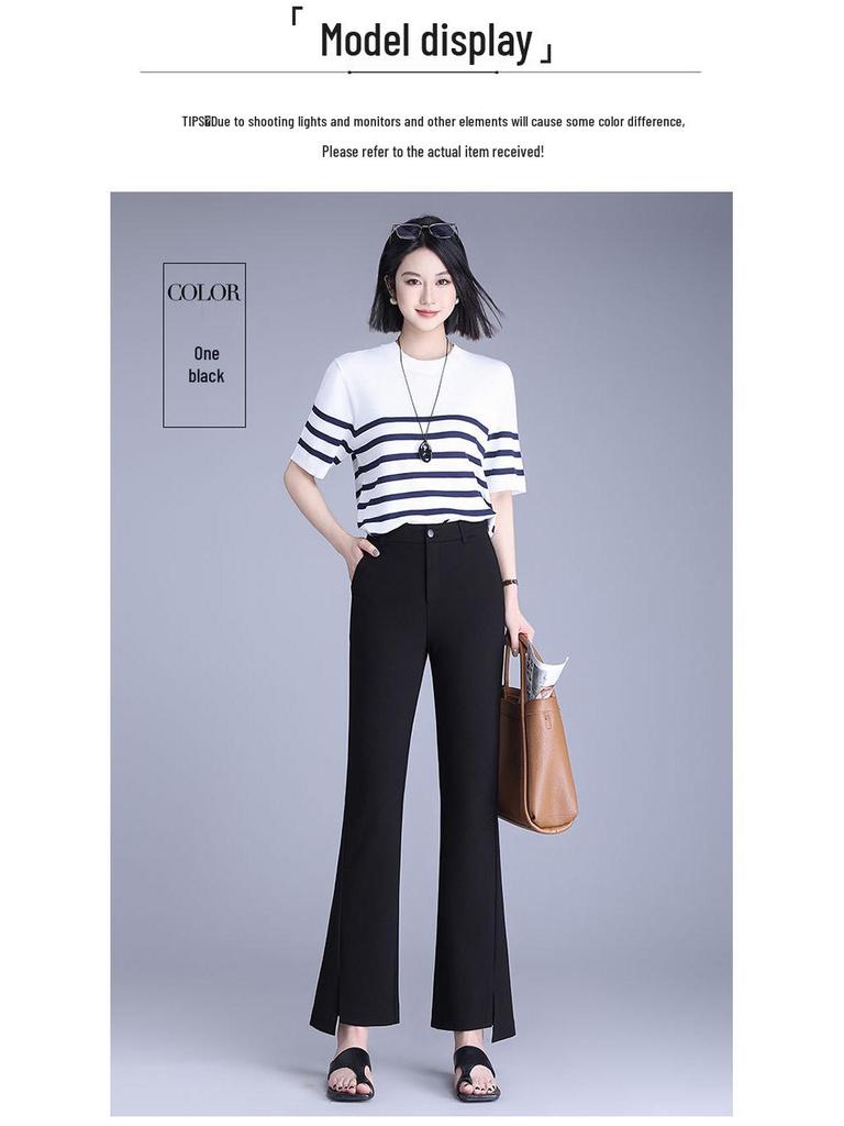 Damen High-Waist Fishtail Schlaghose mit unregelmäßigem Saum - Bügelfrei, lässiger Sommerstil für Petite-Figuren