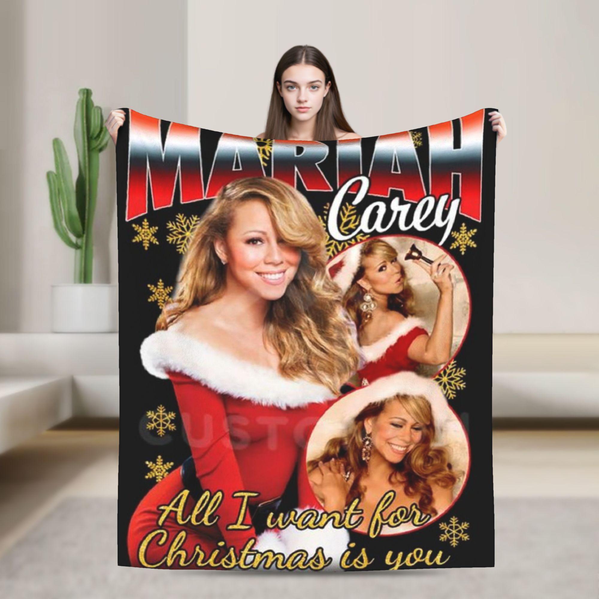 Mariah Carey Christmas  Super Warm Blanket  Camping Plush Throw Blanket Funny Home Decor Flannel Bedspread Sofa Bed Cover 30x40in