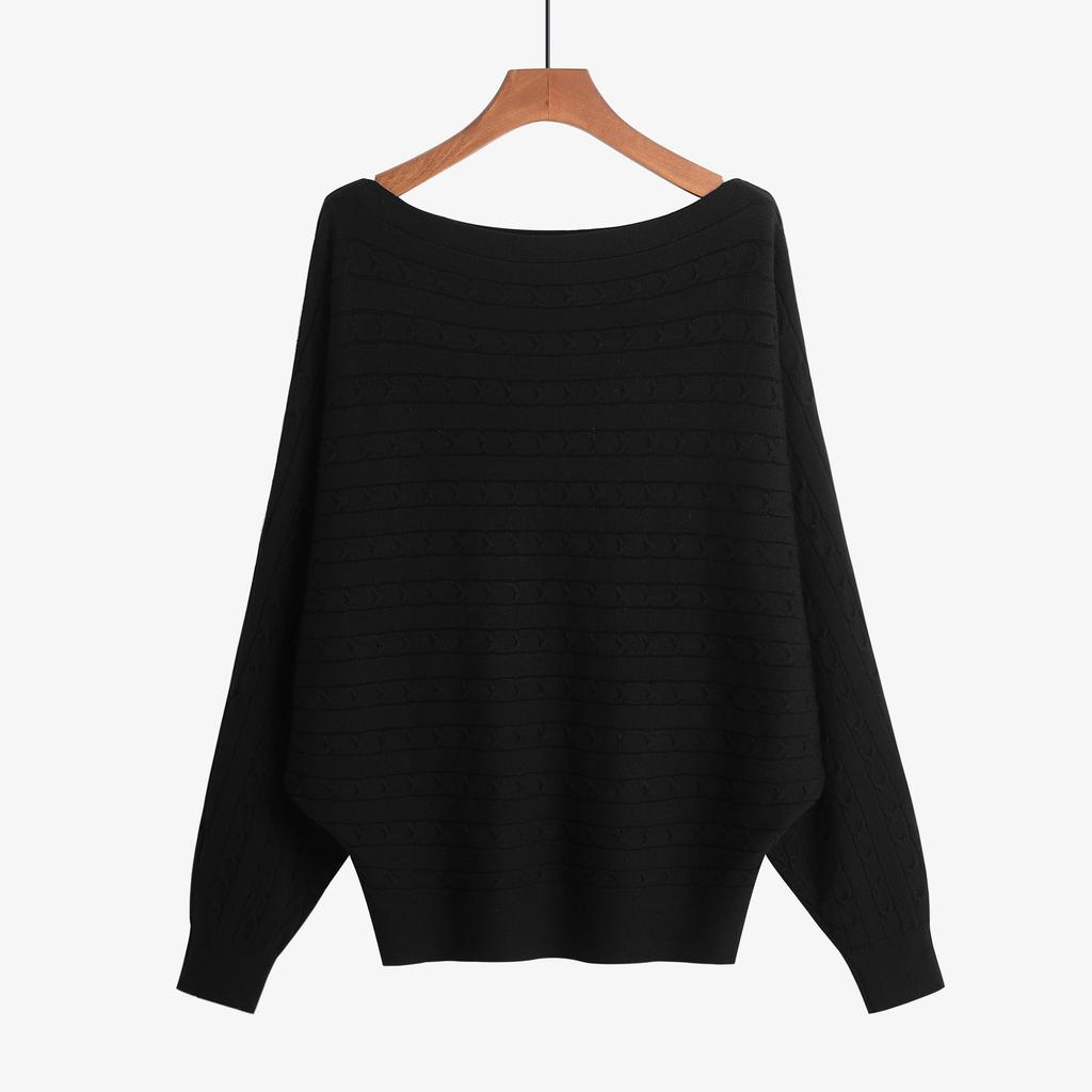 2022 for autumn and winter women's sweaters one-neck twist batman loose plus size long-sleeved jumper