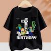 Hot Pixel Game T-shirt Birthday Number Clothes Round Collar Clothing Minecrafted Cartoon Short Sleeve Black Summer Tee Top Gift