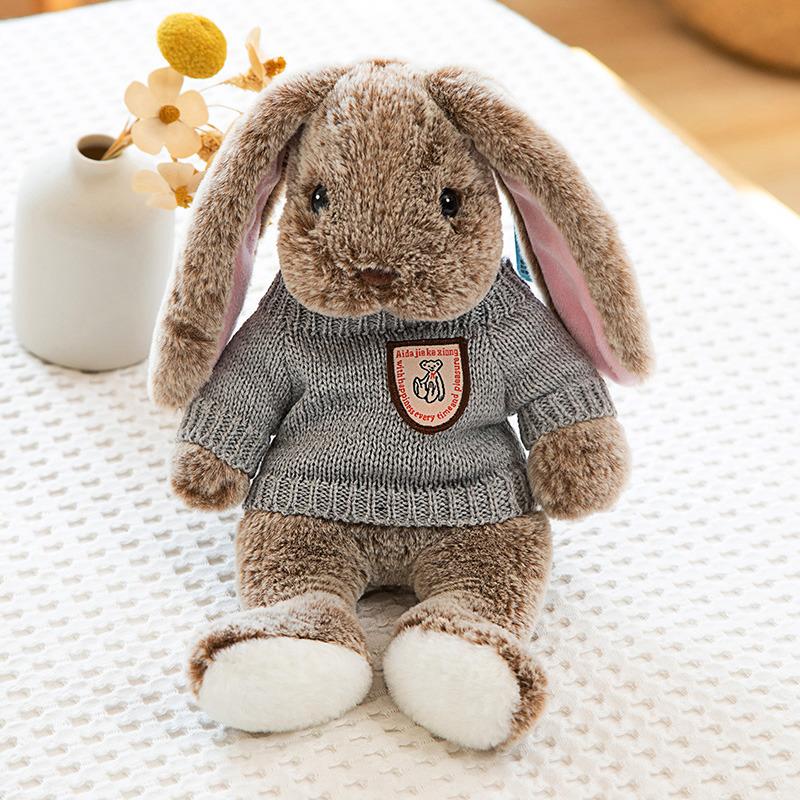 Gentle Appease Rabbit Plush Toys Premium Cozy Lifelike Bunny Doll Warm Delicate Scarf Sweater Rabbit Lovely Gift