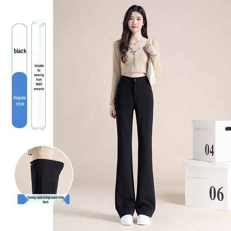 

Women s Black High-Waisted Micro-Flare Suit Pants - Slimming, Body-Shaping, Petite Bell Bottoms for Spring & Autumn M (Recommended 95-110 jin)