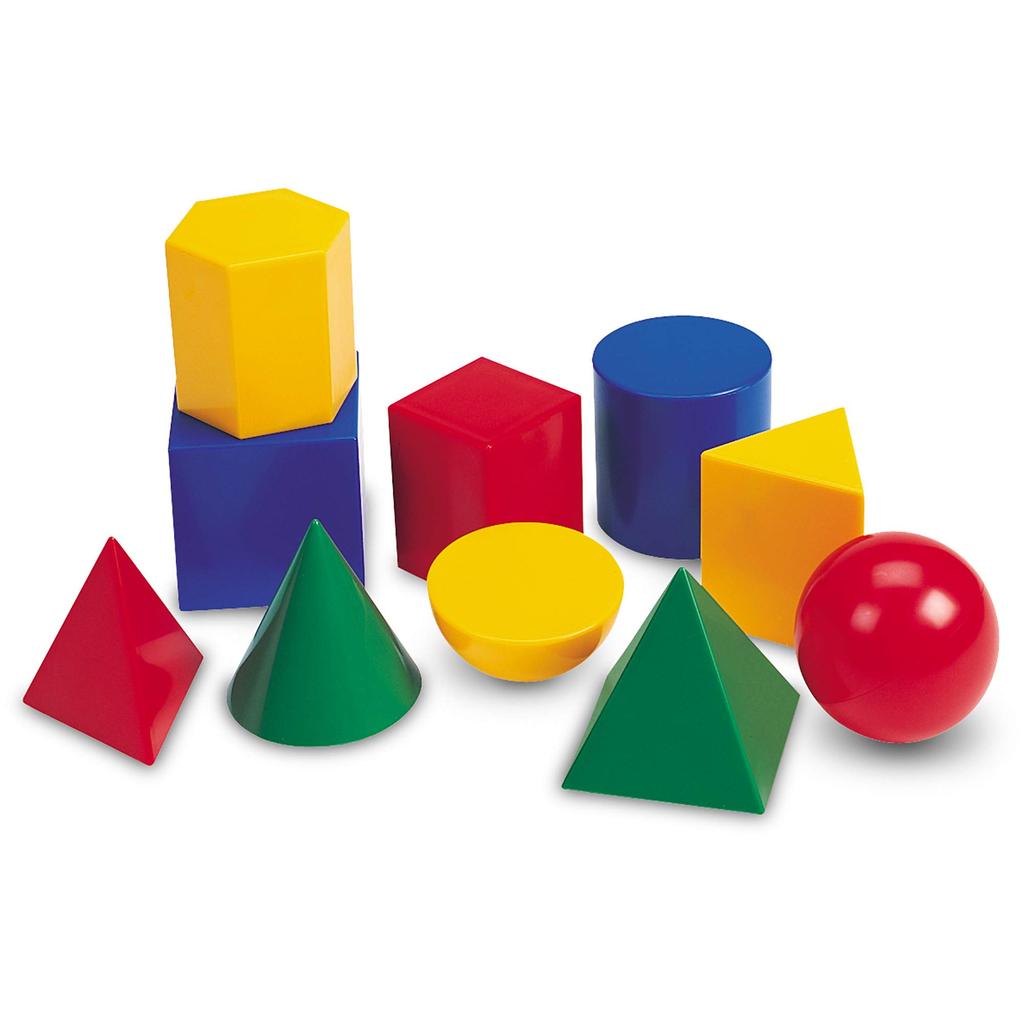 Learning Resources Math Learning 3D Shape Authentic Materials, Blocks, Plastic, 10-Piece Set, LER0922,