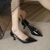 Rivet Tip Thin Heel Temperament Celebrity High Heels Women's New Sexy Hollow Gentle Evening Shoes Single Shoes