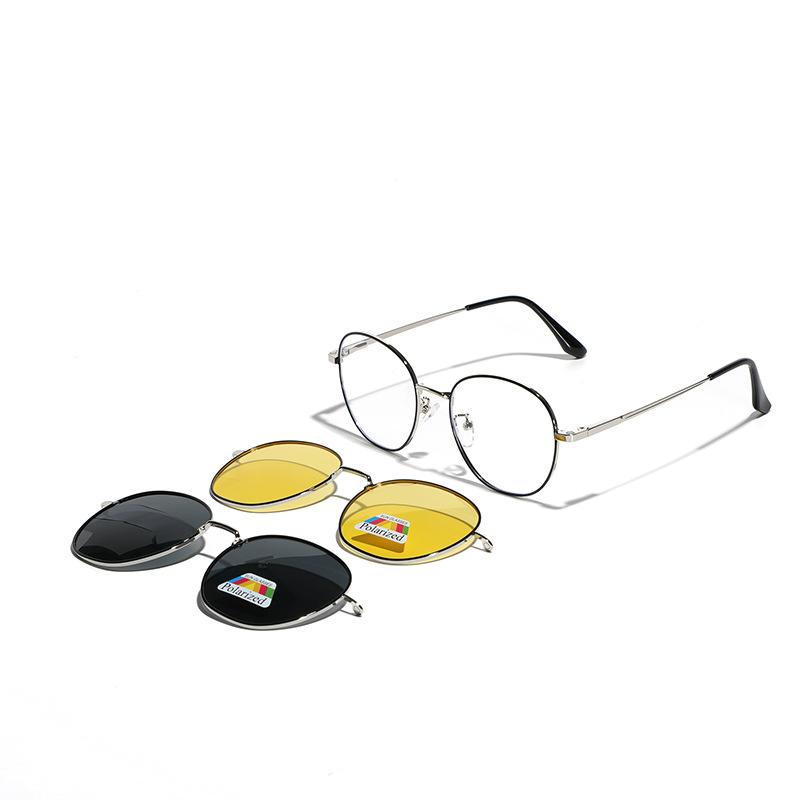 Metal Glasses Round Magnetic Polarizing Glasses Men'S Retro Polarizing Sunglasses Women Can Do Myopia Frame
