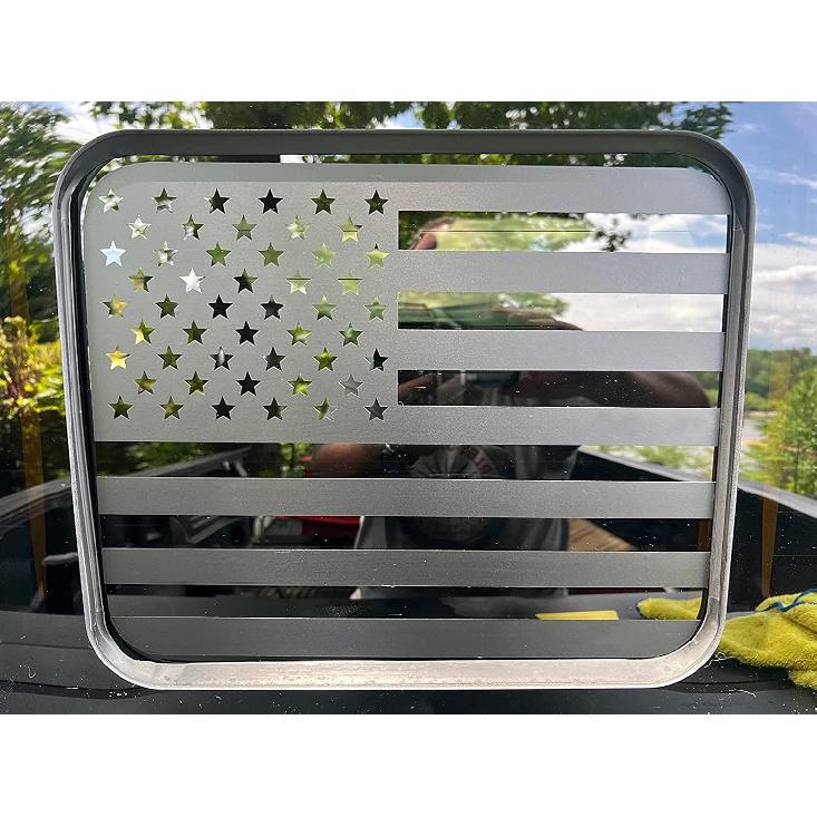 

for Ford F150 F250 F350 2015– 2025 2026 Rear Window American Flag Decal, Matte Black Sliding Center Glass USA Vinyl Sticker, Truck Patriotic