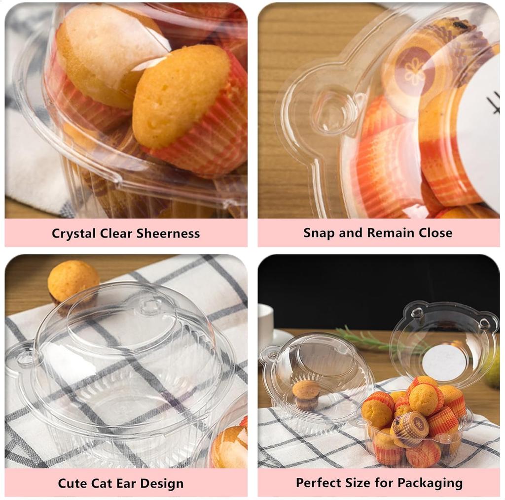 10Pcs Disposable Clear Plastic Packaging Box With Cover Food Container Cupcake Holders For Desserts Fruit Bread Party Favor Cake