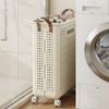 Multi Functional Rolling Laundry Basket Foldable Dirty Clothes Hamper Mobile Storage Bin with Wheel Space Saving Bathroom Organizer Portable Organizer