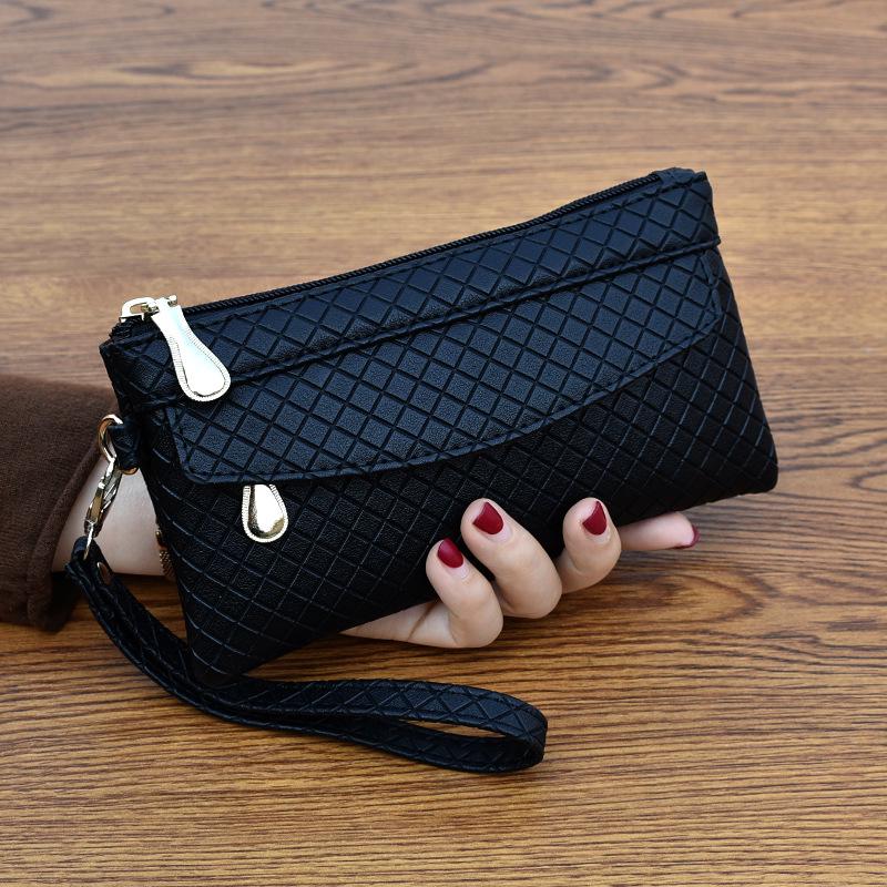 Women’s Embossed Plaid Clutch: Stylish Korean-Inspired Small Bag for Grocery Shopping