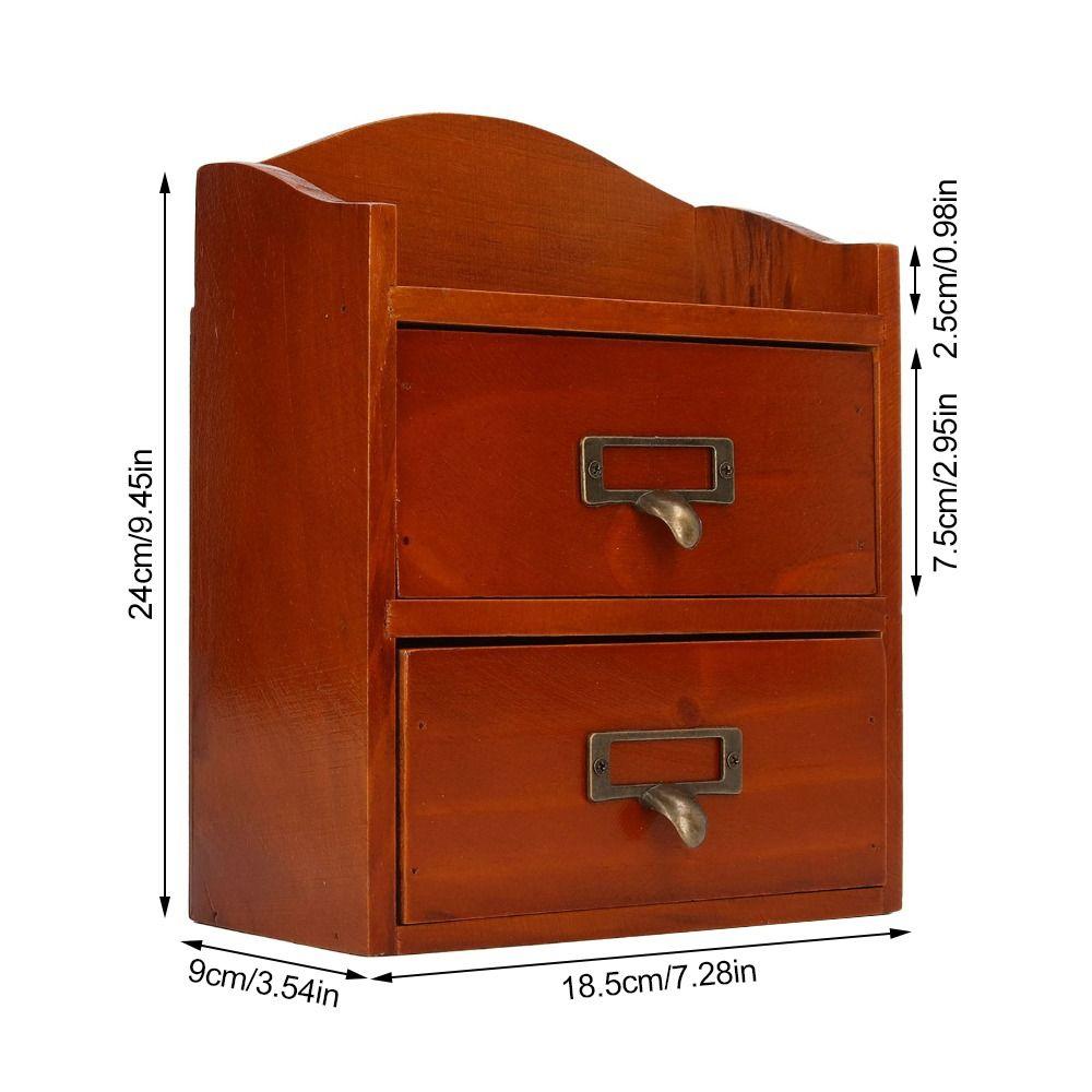 3pcs With Drawers Wooden Storage Box Multi Layer Storage Cabinet Desktop Storage Box  For Office
