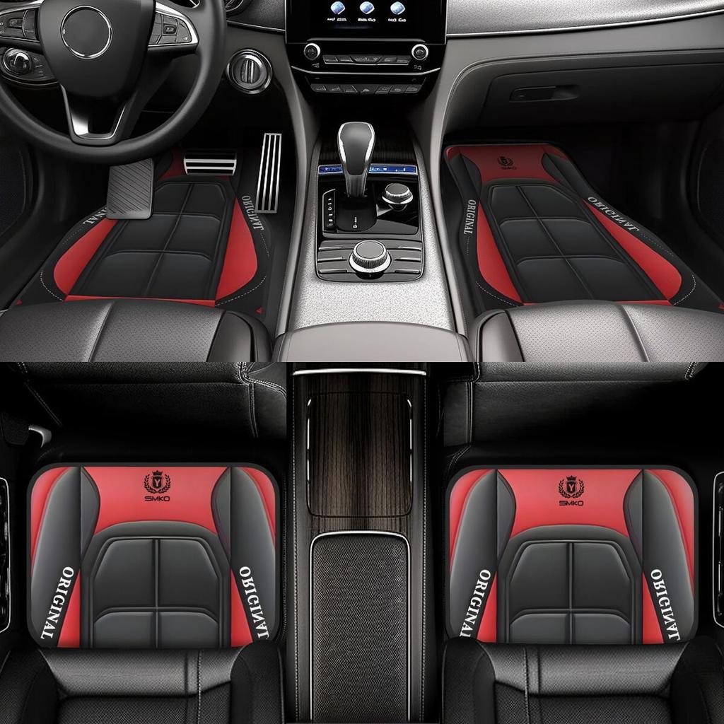 4Pcs Racing Style Design Car Floor Mats - Premium Front and Rear Seat Floor Pads with Soft Footpads - Accessories for Women