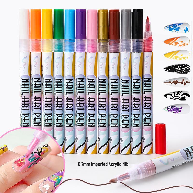 

12-Color DIY Nail Art Painting Pen Set - Markers for Creative Nail Designs