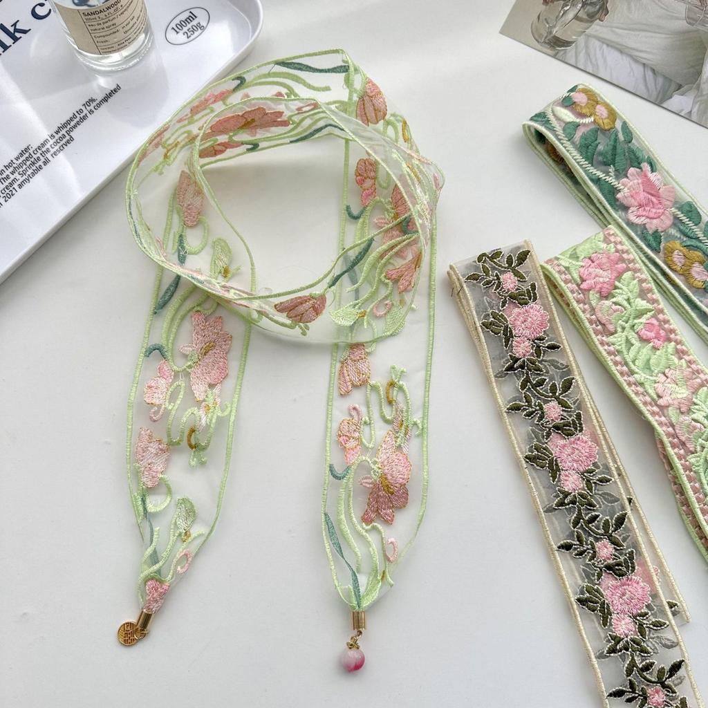 Lace Long Scarves Summer Ribbons Tied Bags Ribbons Women's Printed Scarves Sunscreen Scarves