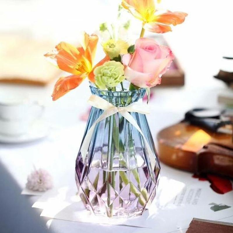 Transparent Pumpa Origami Vas med Diamantmönster för Arrangemang av Färska Blommor