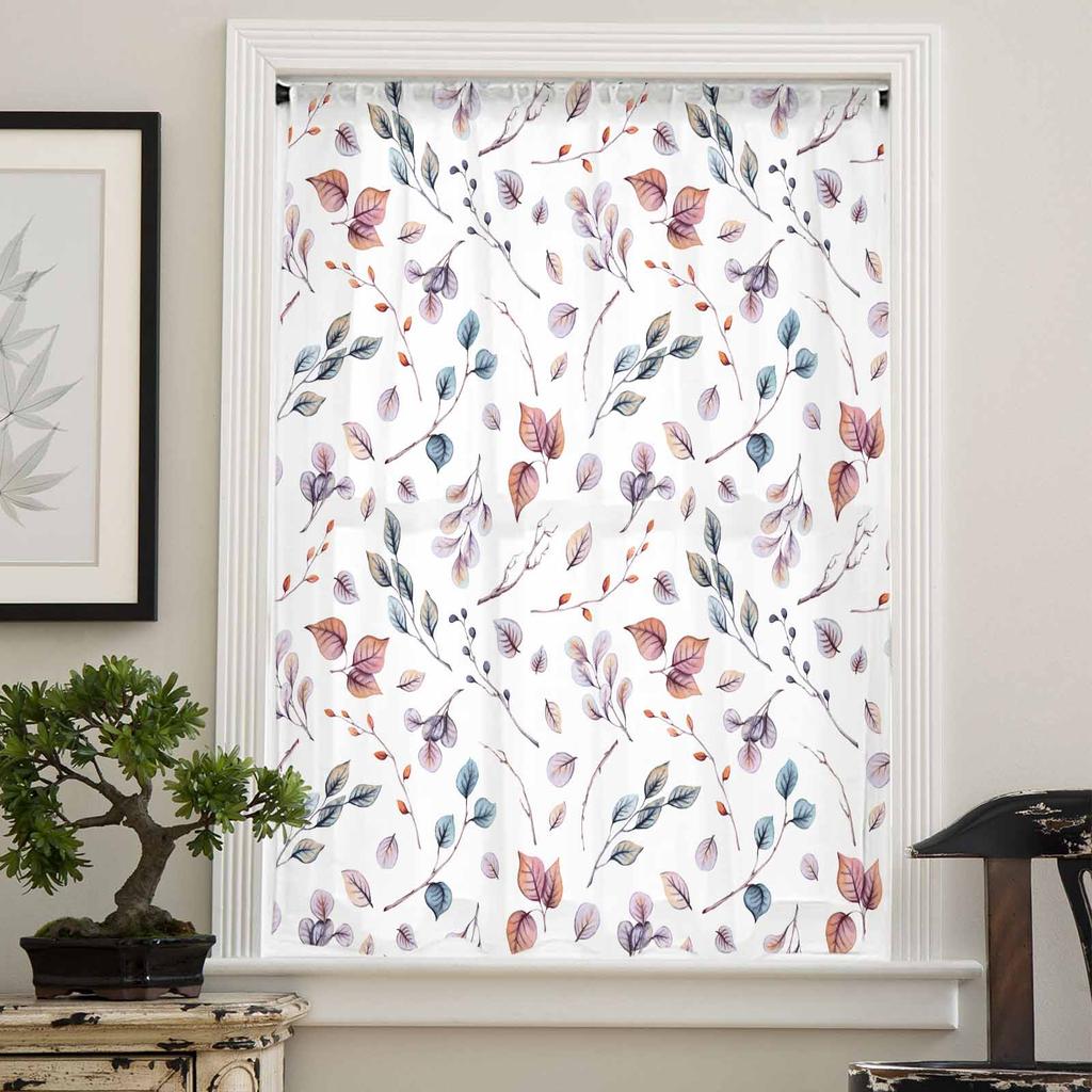 Autumn Thanksgiving Leaf Plants Sheer Curtains for Kids Bedroom Living Room Voile Window Curtains Tulle Drapes