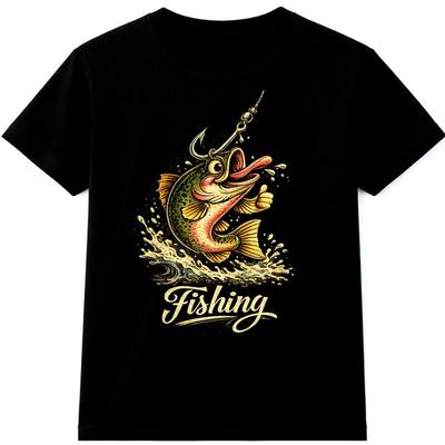 Bass Fishing T Shirt Funny Jumping Fish Angler Graphic Tee Fisherman